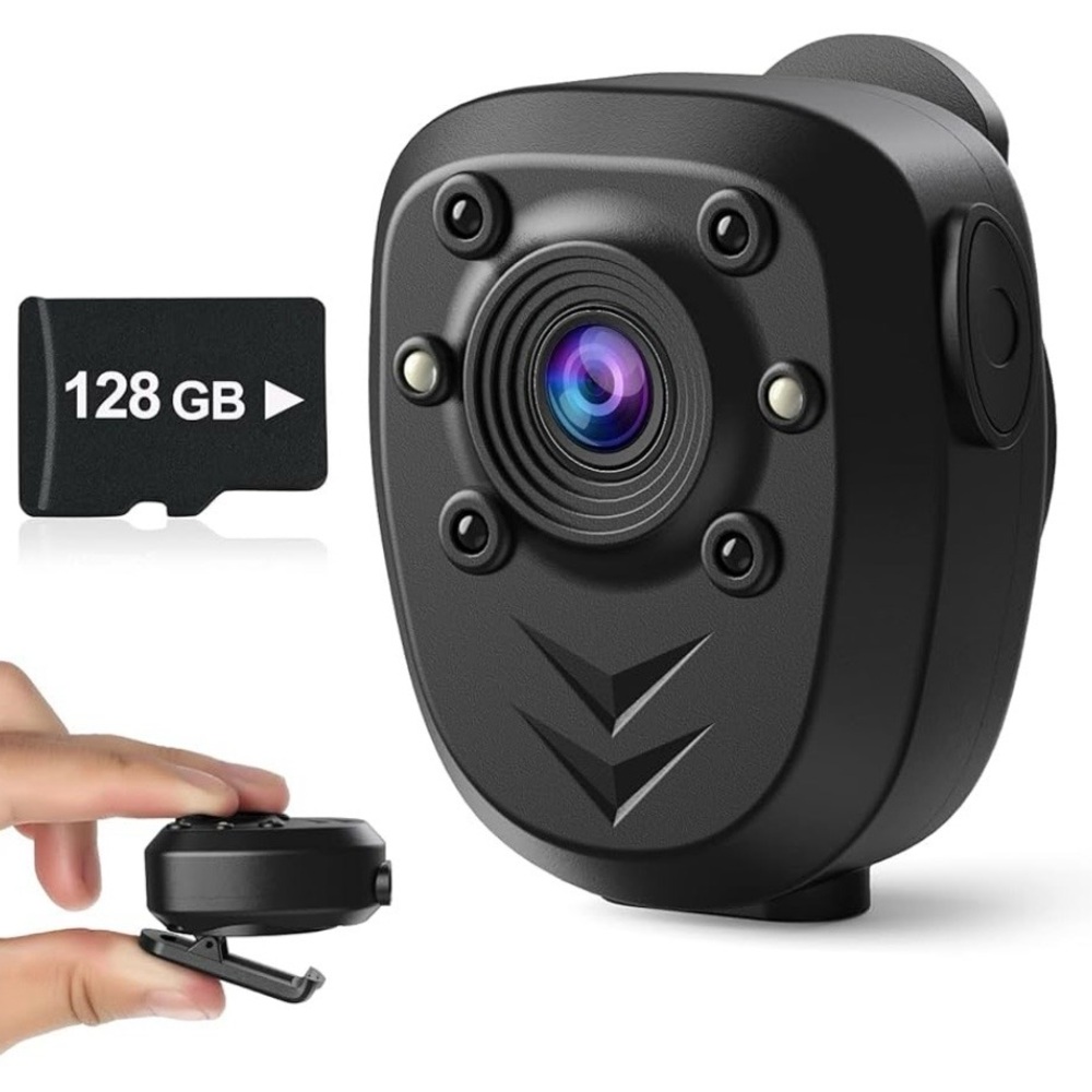 Mini Body Camera Video Recorder Built-in 128GB Memory Card with Night Vision IR
